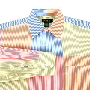 VTG J Crew Striped Colorblock 90s Button Up Shirt